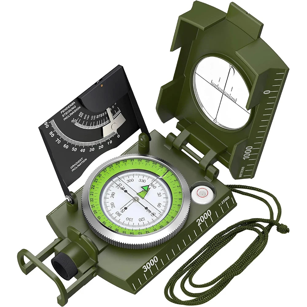 Military Grade Survival Compass - Waterproof Metal with Fluorescent Display