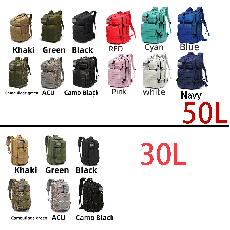Thuram 30L/50L Tactical Backpack - 1000D Waterproof Nylon Rucksack for Hiking & Camping