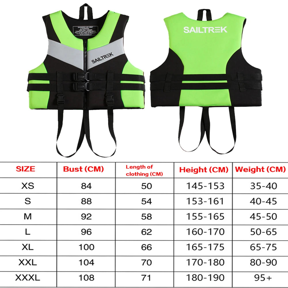 SWROW Neoprene Life Vest - Water Sports Safety Jacket for Kayaking, Skiing & Boating