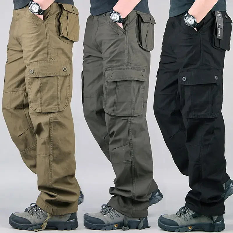 Men's Tactical Cargo Pants - Cotton Multi-Pocket Work Trousers