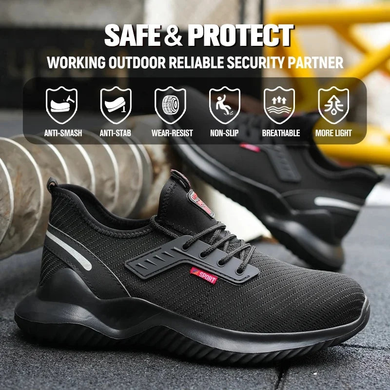 Men's Steel Toe Safety Shoes - Lightweight Puncture-Proof Work Boots for Construction